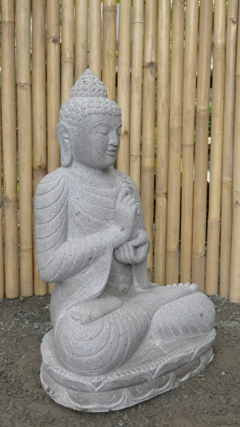  Product image 7 of the product “Seated Buddha made of Riverstone in Dharmachakra gesture of wheel of the teaching of the Dharma, H. 80cm. ”